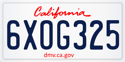 CA license plate 6XOG325