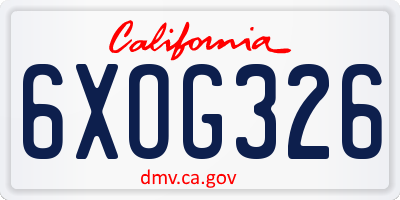 CA license plate 6XOG326
