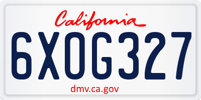 CA license plate 6XOG327