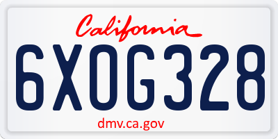 CA license plate 6XOG328