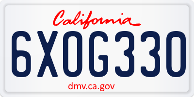 CA license plate 6XOG330