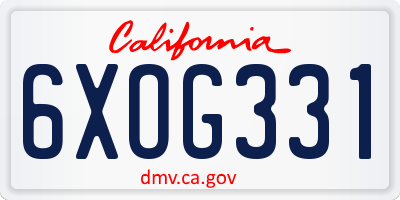 CA license plate 6XOG331