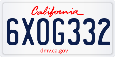 CA license plate 6XOG332
