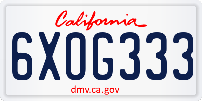 CA license plate 6XOG333