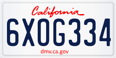 CA license plate 6XOG334