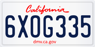CA license plate 6XOG335