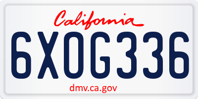 CA license plate 6XOG336