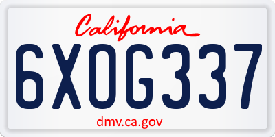 CA license plate 6XOG337