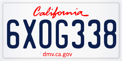 CA license plate 6XOG338