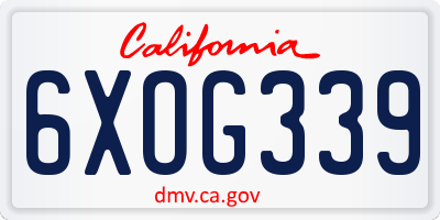 CA license plate 6XOG339