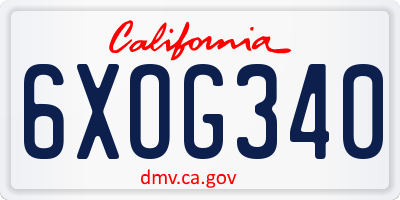 CA license plate 6XOG340