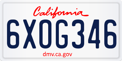 CA license plate 6XOG346