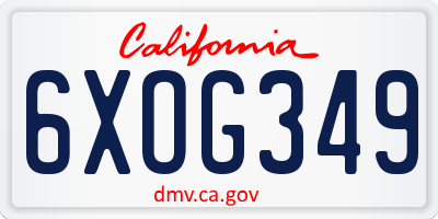 CA license plate 6XOG349