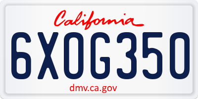 CA license plate 6XOG350