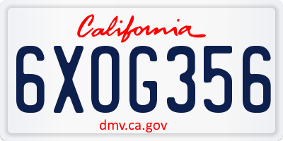 CA license plate 6XOG356