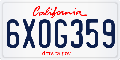 CA license plate 6XOG359