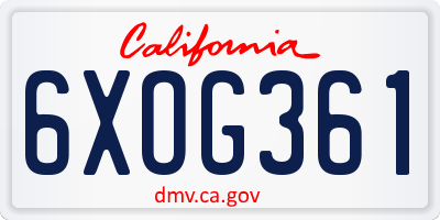CA license plate 6XOG361