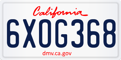 CA license plate 6XOG368