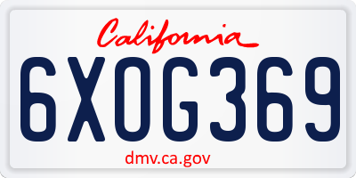 CA license plate 6XOG369
