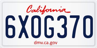 CA license plate 6XOG370