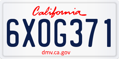 CA license plate 6XOG371
