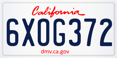 CA license plate 6XOG372