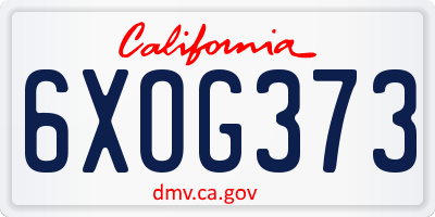 CA license plate 6XOG373