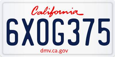 CA license plate 6XOG375