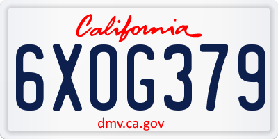 CA license plate 6XOG379