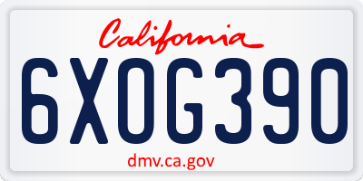CA license plate 6XOG390
