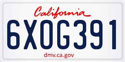 CA license plate 6XOG391
