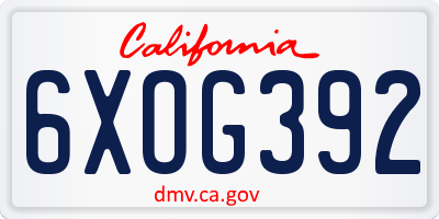 CA license plate 6XOG392