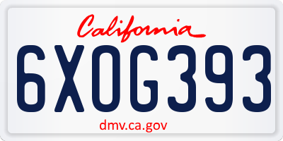 CA license plate 6XOG393
