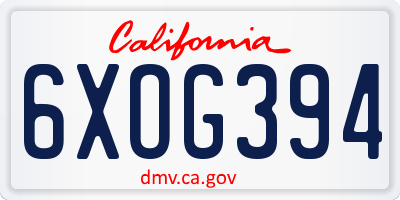 CA license plate 6XOG394