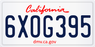 CA license plate 6XOG395