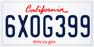 CA license plate 6XOG399