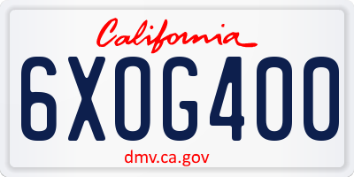 CA license plate 6XOG400