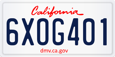 CA license plate 6XOG401