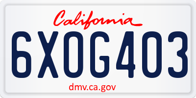 CA license plate 6XOG403