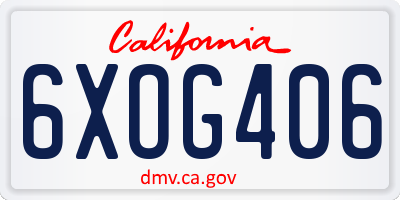 CA license plate 6XOG406