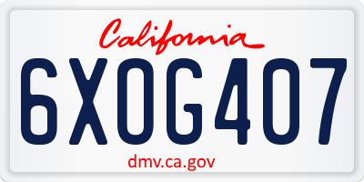 CA license plate 6XOG407
