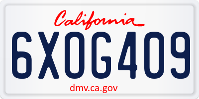 CA license plate 6XOG409