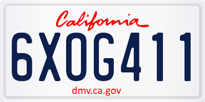 CA license plate 6XOG411