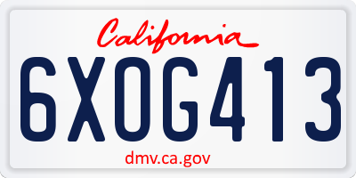 CA license plate 6XOG413