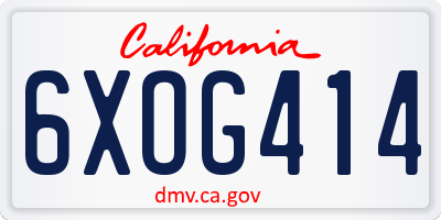 CA license plate 6XOG414