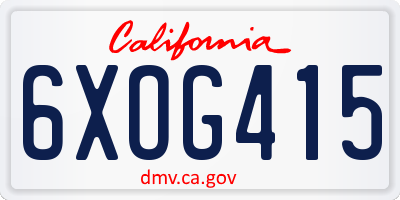 CA license plate 6XOG415