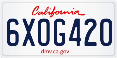 CA license plate 6XOG420