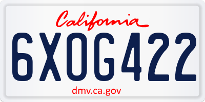 CA license plate 6XOG422