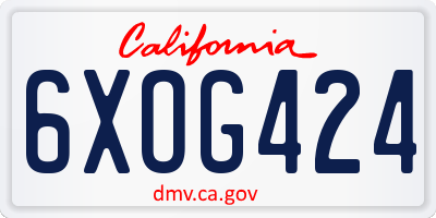 CA license plate 6XOG424