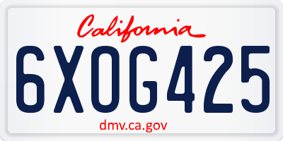 CA license plate 6XOG425